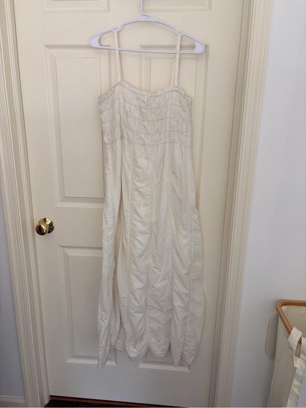 Z SUPPLY Women's Cream Eyelet Maxi Sundress with Spaghetti Straps